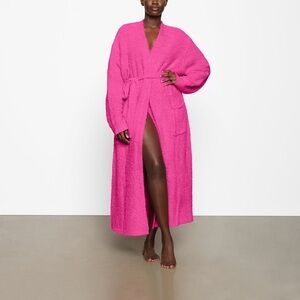RARE Skims Cozy Knit Hot Pink Unisex Robe